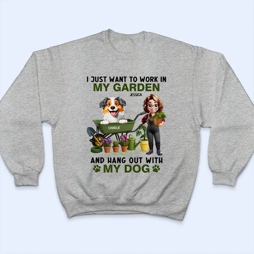 I Just Want to Work in My Garden and Hang Out With My Dogs – Personalized Illustration Classic Tee, Creative Gift for Dog Lovers - Image 7