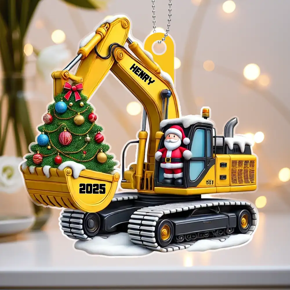 Personalized Funny Construction Car Hanger - Custom Name Ornament Gift - Image 4