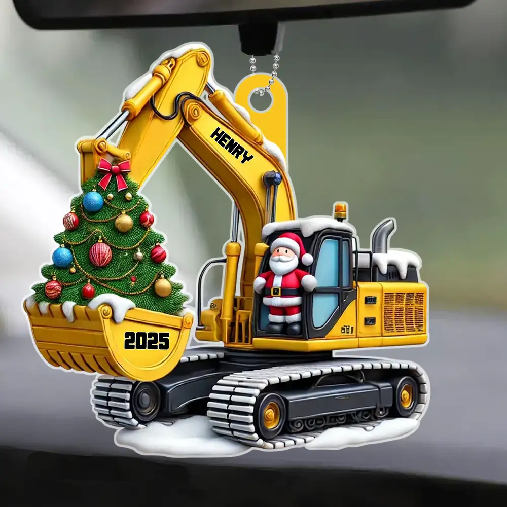 Personalized Funny Construction Car Hanger - Custom Name Ornament Gift - Image 6