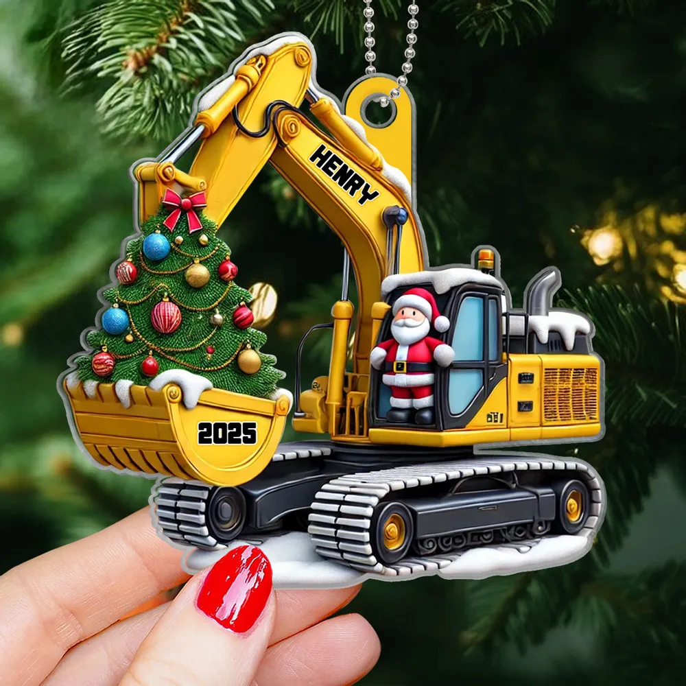 Personalized Funny Construction Car Hanger - Custom Name Ornament Gift - Image 7