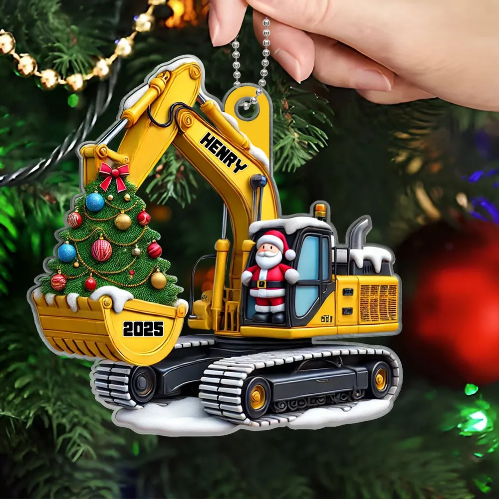Personalized Funny Construction Car Hanger - Custom Name Ornament Gift - Image 8