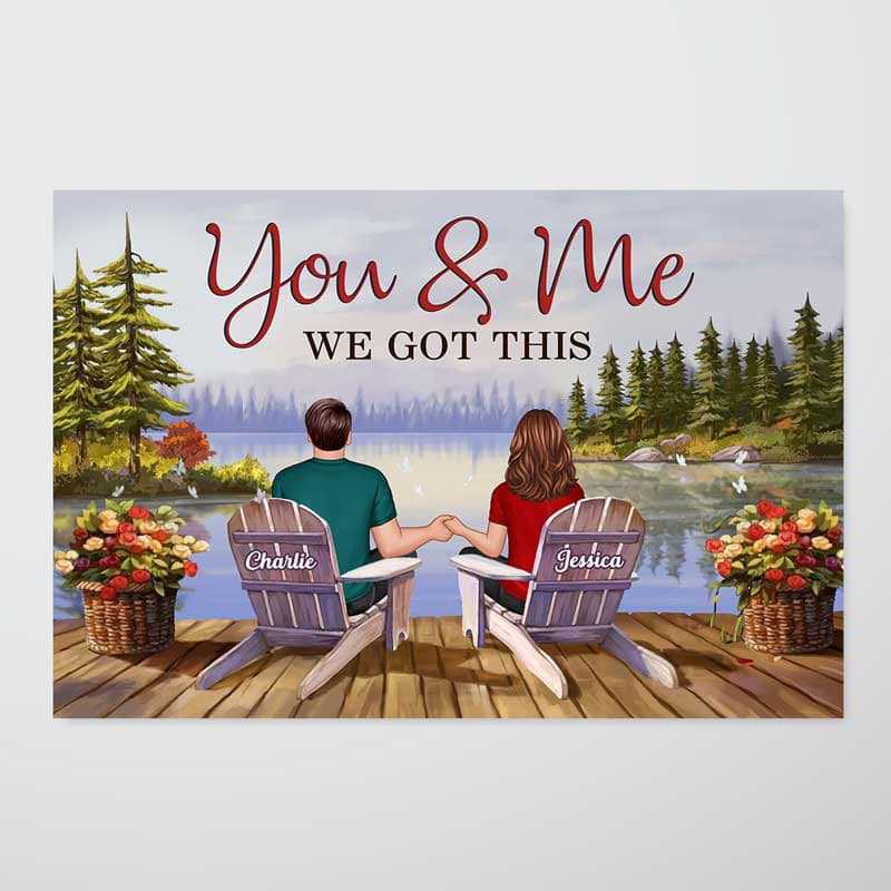 You & Me Holding Hands on Dock – "We Got This" Poster, Romantic Gift for Couples, Lake Forest Art - Image 7
