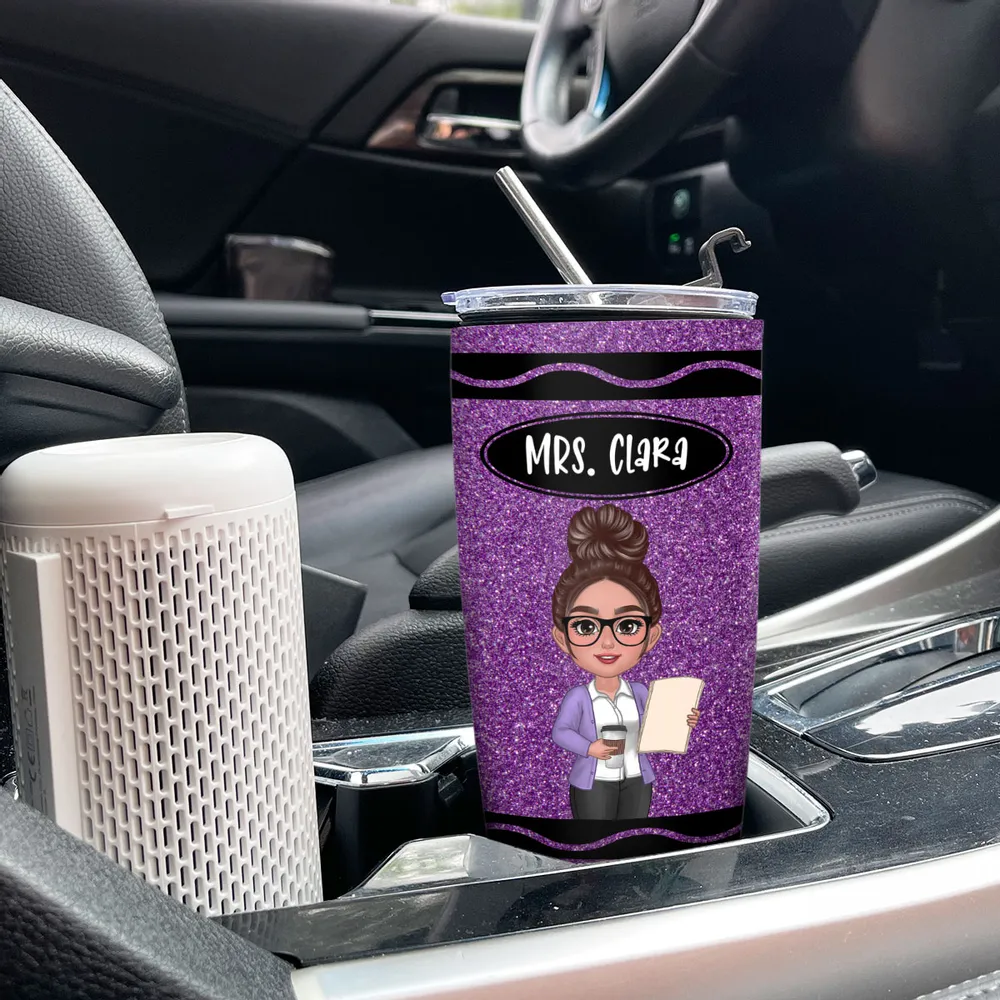 Custom Teacher Travel Mug – Personalized Glitter Tumbler for Teachers (Not Real Glitter) - Image 5