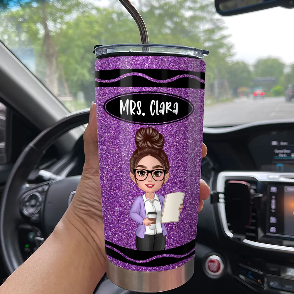 Custom Teacher Travel Mug – Personalized Glitter Tumbler for Teachers (Not Real Glitter) - Image 6