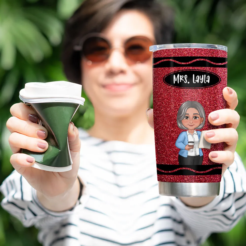 Custom Teacher Travel Mug – Personalized Glitter Tumbler for Teachers (Not Real Glitter) - Image 7
